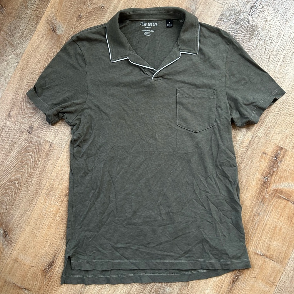Todd Snyder Made in LA Tipped Montauk Polo in Olive
